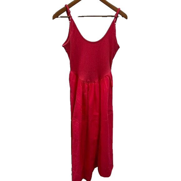 Free People Dylan Fit & Flare Dress Midi Sleeveless Scoop Neck Pink Size Small - Picture 1 of 8